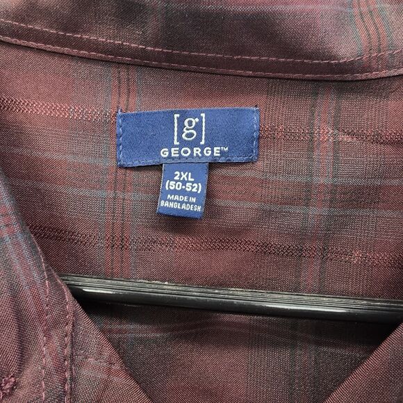 George Shirt Mens 2XL button down short sleeve plaid classic fit (C43) - Picture 4 of 6